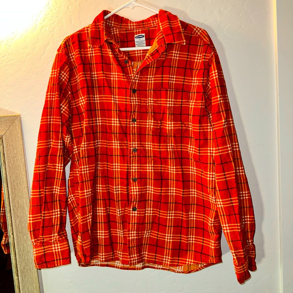 🚨 3/15 SALE 🚨 Soft Orange Plaid Old Navy Button Down Flannel Shirt